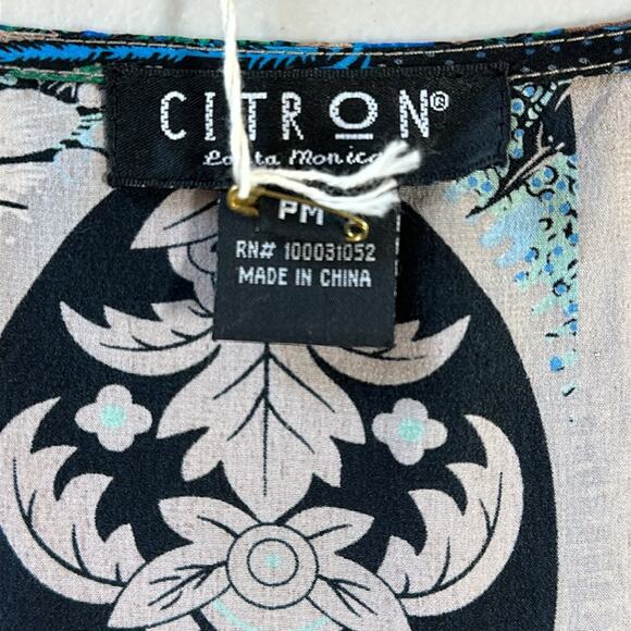 Citron Santa Monica 100% Silk Sleeveless Tank Top Blouse Abstract Lagenlook MP - Picture 4 of 10